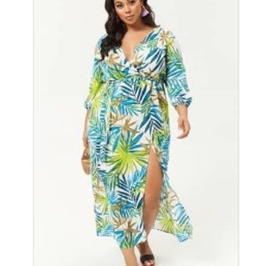 Palm leaf maxi dress